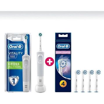 Oral-B D100 Cross Action Diş Fırçası+Sensitive 4'lü Yedek Başlık