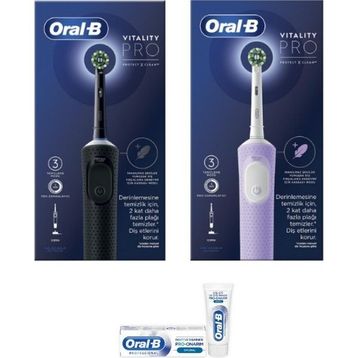 Oral-B D103 Vitality Pro Cross Action Siyah Lila Şarjlı Elektrikli Diş Fırçası+50 ml Diş Macunu