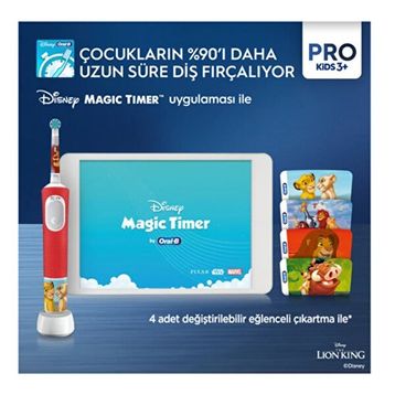 Oral-B D103 Vitality Pro Lion King Özel Seri Çocuk Şarjlı Diş Fırçası+Seyahat Çantası