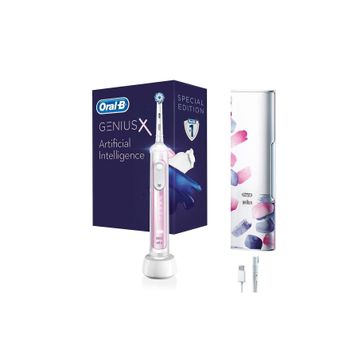 Oral-B Genius X AI Art of Brushing Blush Pink Şarj Edilebilir Diş Fırçası+Seyahat Kabı