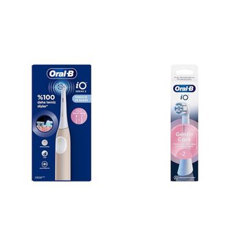 Oral-B iO 2 Şarjlı Pembe Diş Fırçası+ iO Gentle Care Beyaz 2 Adet Diş Fırçası Yedek Başlığı