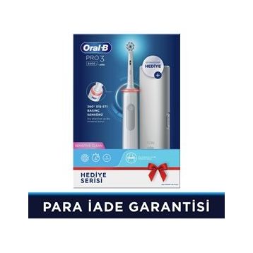 Oral-B Pro3-3500 Beyaz Seyahat Kabı Hediyeli Şarj Edilebilir Diş Fırçası