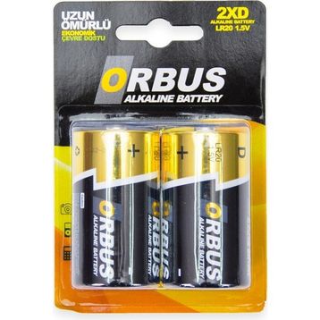 Orbus 2'li Alkaline LR20 Büyük Pil