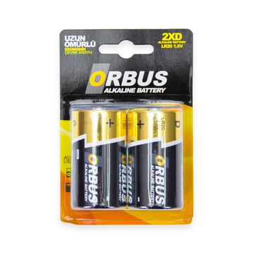 Orbus 2'li Alkaline LR20 Büyük Pil