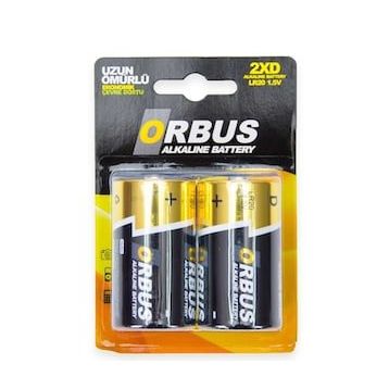 Orbus 2'li Alkaline LR20 Büyük Pil