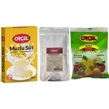 Orçel 300 gr Karadut + 300 gr Kivi + 200 gr Muzlu Süt Aromalı İçecek Tozu Oralet