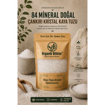 Organik Bitkim 500 gr 84 Mineral Doğal Çankırı Kristal Kaya Tuzu