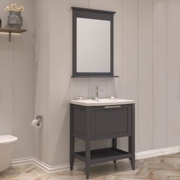 Orka Bastle 65 cm Mat Antrasit Banyo Dolabı Takımı