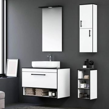Orka Knidos ORKA5000347 Parlak Beyaz 90 cm Banyo Dolabı Takımı