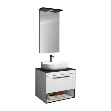 Orka Knidos ORKA5000347 Parlak Beyaz 90 cm Banyo Dolabı Takımı