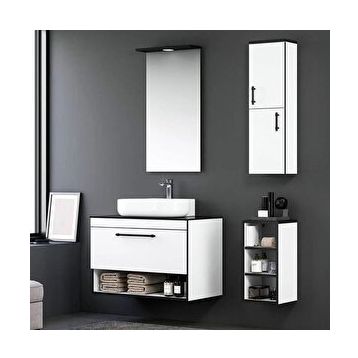 Orka Knidos ORKA5000347 Parlak Beyaz 90 cm Banyo Dolabı Takımı