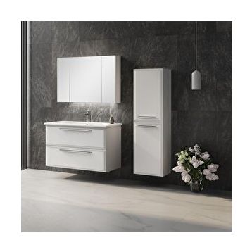 Orka Nuvola 100 cm Parlak Lake Beyaz Banyo Dolabı Takımı