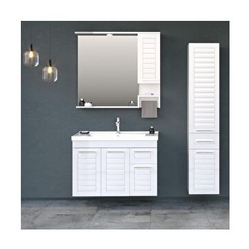 Orka ORKA5002514 Perge Beyaz 100 cm Banyo Dolabı Takımı