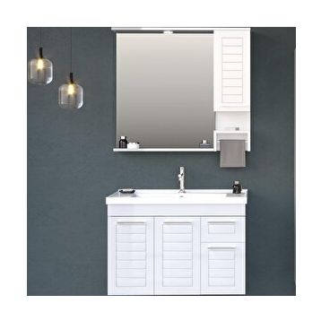 Orka ORKA5002514 Perge Beyaz 100 cm Banyo Dolabı Takımı
