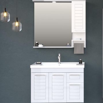 Orka ORKA5002514 Perge Beyaz 100 cm Banyo Dolabı Takımı
