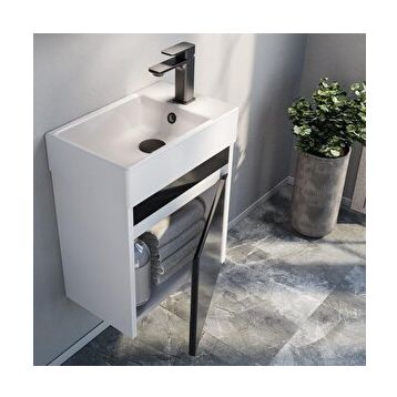 Orka ORKA5003265 Yedisu Parlak Siyah 45 cm Banyo Dolabı Takımı