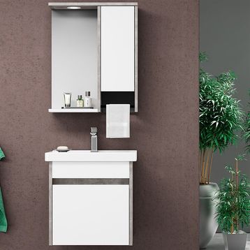 Orka ORKA5003340 Aydos Retro Gümüş 55 cm Banyo Dolabı Takımı