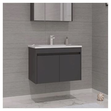 Orka Side 65 cm Mdf Kapaklı Antrasit Banyo Dolabı