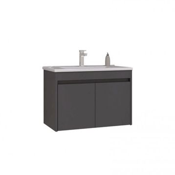 Orka Side 65 cm Mdf Kapaklı Antrasit Banyo Dolabı