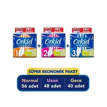 Orkid 56'lı Normal 48'li Uzun 40'lı Gece Ultra Extra Cesaret Ped Seti