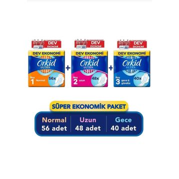 Orkid 56'lı Normal 48'li Uzun 40'lı Gece Ultra Extra Cesaret Ped Seti