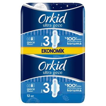 Orkid Ultra Gece 3 Numara Gece 12li Hijyenik Ped
