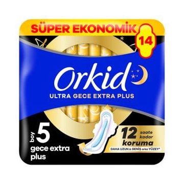 Orkid Ultra Gece Ekstra Plus Dörtlü 14'li Hijyenik Ped