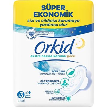 Orkid Ultra Gece Ekstra Plus Dörtlü 14'li Hijyenik Ped