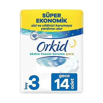 Orkid Ultra Gece Ekstra Plus Dörtlü 14'li Hijyenik Ped