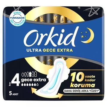 Orkid Ultra Gece Extra (Boy 4) Kanatlı 5 Adet Hijyenik Ped