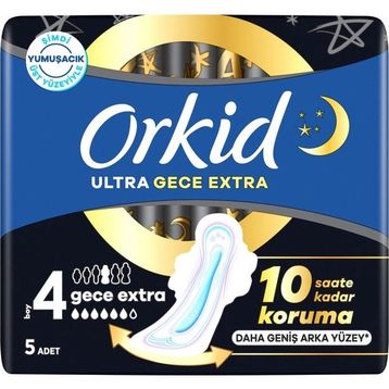 Orkid Ultra Gece Extra (Boy 4) Kanatlı 5 Adet Hijyenik Ped