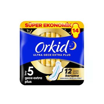Orkid Ultra Gece Plus 14'lü Ekstra Dörtlü Hijyenik Ped