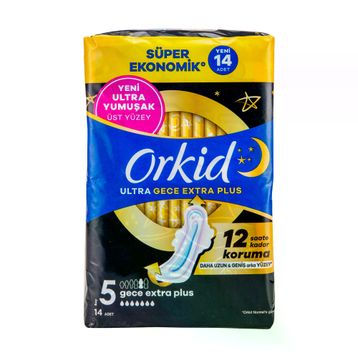 Orkid Ultra Gece Plus 14'lü Ekstra Dörtlü Hijyenik Ped