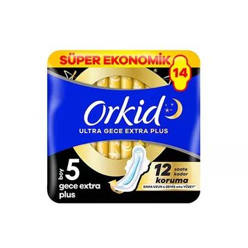 Orkid Ultra Gece Plus 14'lü Ekstra Dörtlü Hijyenik Ped