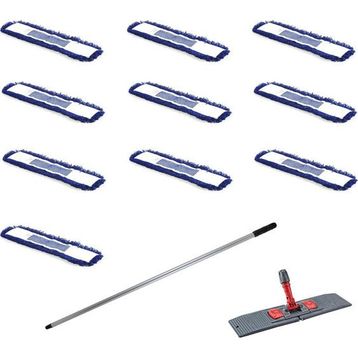 Orlon Mavi Statik Toz Mop Takımı 50 cm- 10 Adet Mop + Mop Tutucu + Sap