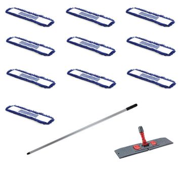 Orlon Mavi Statik Toz Mop Takımı 50 cm- 10 Adet Mop + Mop Tutucu + Sap