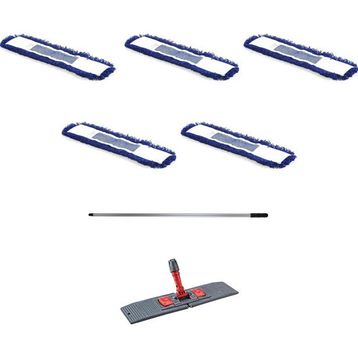 Orlon Mavi Statik Toz Mop Takımı 50 cm- 5 Adet Mop + Mop Tutucu + Sap