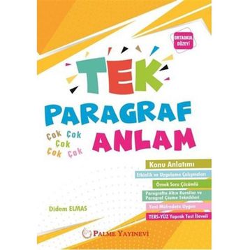 Ortaokul Düzeyi Tek Paragraf Anlam Konu Anlatımı Ters Yüz Yaprak Test İlaveli-Palme Yayınları