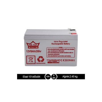 Ortec 12V 9Ah Bakımsız Kuru Akü