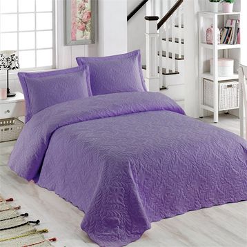 Örtüm Ivy Lila Çift Kişilik Microfiber Kapitone Yatak Örtüsü