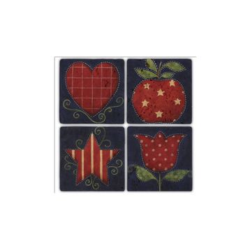 Oscar Stone Decor BA220 Red Work Taş Bardak Altlığı