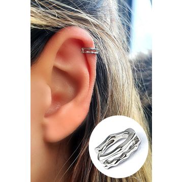 Oseshop İtalyan Tasarımı 925 Ayar Gümüş Minimal Tek Halka Küpe