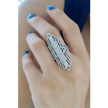 Oseshop Pırlanta Parlaklığında Zirkon Taşlı 925 Ayar Gümüş Şık Yüzük