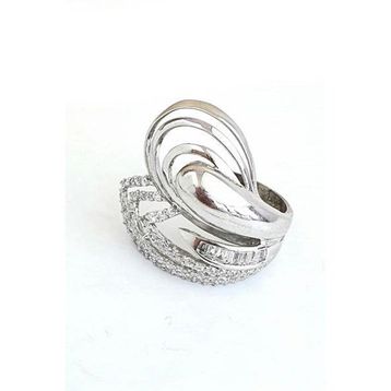 Oseshop Pırlanta Parlaklığında Zirkon Taşlı 925 Ayar Gümüş Tasarım İtalyan Yüzük