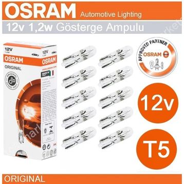 Osram 12V T5 1.2 Watt 10 Adet Ampul Gösterge Göğüs Ampulü
