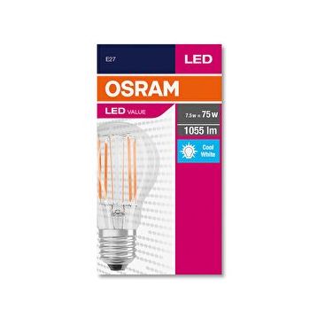 Osram Filament E27 A60 7,5W/40K 1055 Lümen Şeffaf Ampül