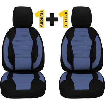 Oto Pandami Hyundai Genesis Uyumlu Ortopedik Keten 1+1 Set Mavi Siyah Koltuk Kılıfı