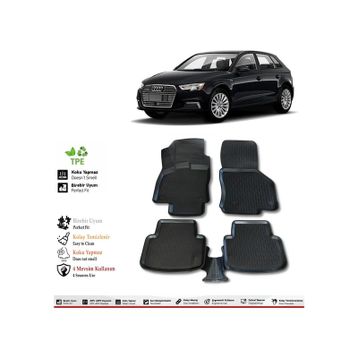 OtoLine Audi A3 HB 2013 Model Siyah 4D Havuzlu Paspas