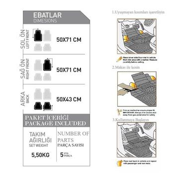OtoLine Jeep Patrıot Plus Gri Oto Paspas Seti