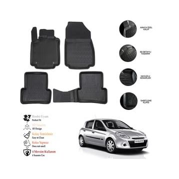 OtoLine Renault Clio 3 2005-2012 3D Havuzlu Paspas